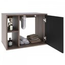 Ver imagem 3 de Armário de Banheiro com Cuba e Espelho 1 Porta 2 Prateleiras Nogal/Preto ônix 13689 - Compace