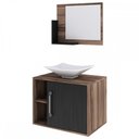 Ver imagem 2 de Armário de Banheiro com Cuba e Espelho 1 Porta 2 Prateleiras Nogal/Preto ônix 13689 - Compace