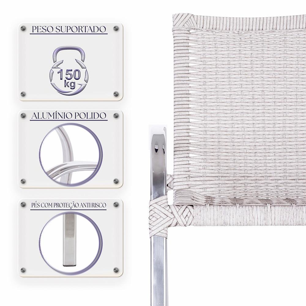 Conjunto de 2 Cadeiras de Area Colombia e 1 mesa alta toquio em aluminio e fibra sintetica - 5