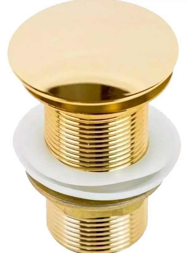Válvula Click Metal Dourada para Banheiros e Lavabos 1.1/4 - 1