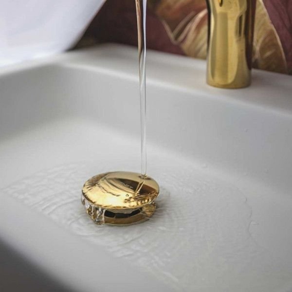 Válvula Click Metal Dourada para Banheiros e Lavabos 1.1/4 - 2
