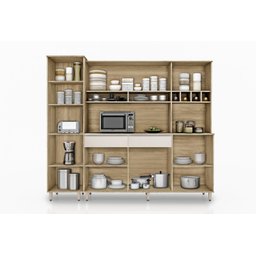 Cozinha Compacta com Armários, Balcões, Nichos e Adega Brasil Nature Cinza - 4