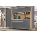 Ver imagem 1 de Cozinha Compacta com Armários, Balcões, Nichos e Adega Brasil Nature Cinza