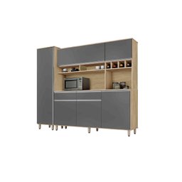 Cozinha Compacta com Armários, Balcões, Nichos e Adega Brasil Nature Cinza - 2