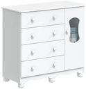 Ver imagem 1 de Cômoda 1 Porta 4 Gavetas Luna - Moveis Peroba Branco Brilho