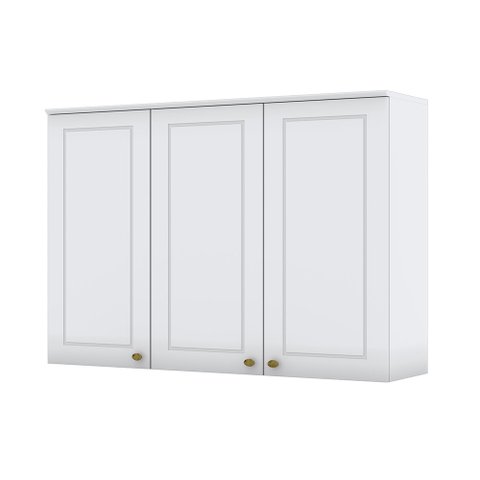 Armário Aéreo 03 Portas Clássico Americana Branco Henn