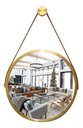 Ver imagem 2 de Espelho Redondo Adnet 40cm Suspenso Moderno Luxo - Dourado Alça Caramelo