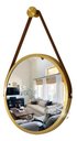Ver imagem 4 de Espelho Redondo Adnet 40cm Suspenso Moderno Luxo - Dourado Alça Caramelo