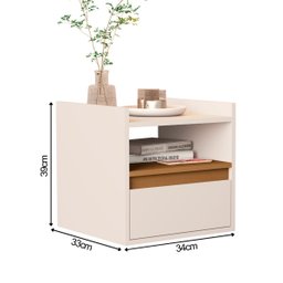 Mesa Cabeceira Suspensa Quarto Minerva Off White Nature - 4