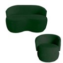 Ver imagem 1 de Kit Namoradeira + Poltrona Decorativa Beatriz Orgânica Veludo Verde