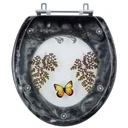 Ver imagem 1 de Assento Sanitario Poliester Decorado Borboleta Colonial Preto para vaso Hervy