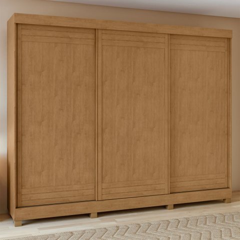 Guarda-roupa Casal Nice 3 Portas 4 Gavetas Flex Amêndoa Clean/off White 73368.169 - Móveis Lopas