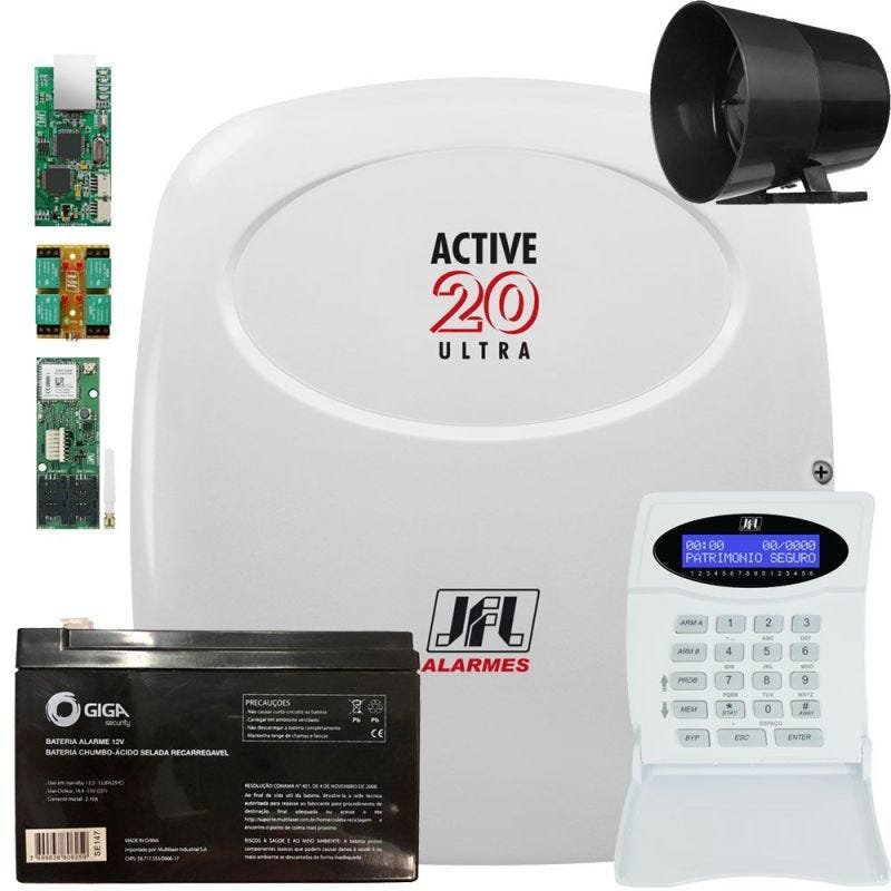 Central de Alarme Active 20 Ultra Jfl com Módulos Ethernet Pgm e Gprs - 1