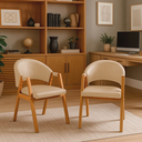 Ver imagem 1 de Kit 2 Poltrona Cadeira para Sala Madeira Maciça Kiora:Bege Omega/Couríssimo