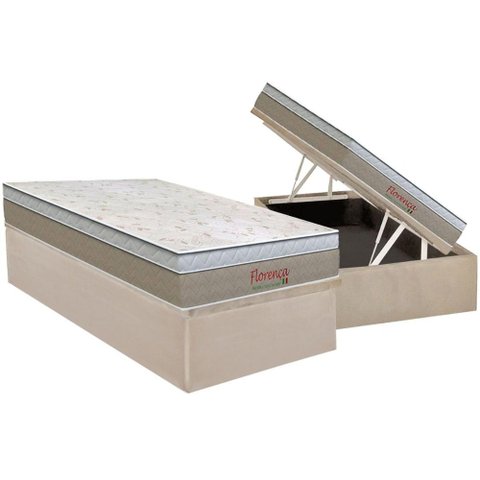 Conjunto Box Baú Solteiro: Colchão Espuma Orthoflex Bonnel Florença + Base Crc Suede Clean(88x188