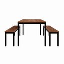Ver imagem 2 de Mesa Cozinha e Refeitório 180cm x 90cm Pés Metal com 2 Bancos F5 Office Cor:Nogal com Preto