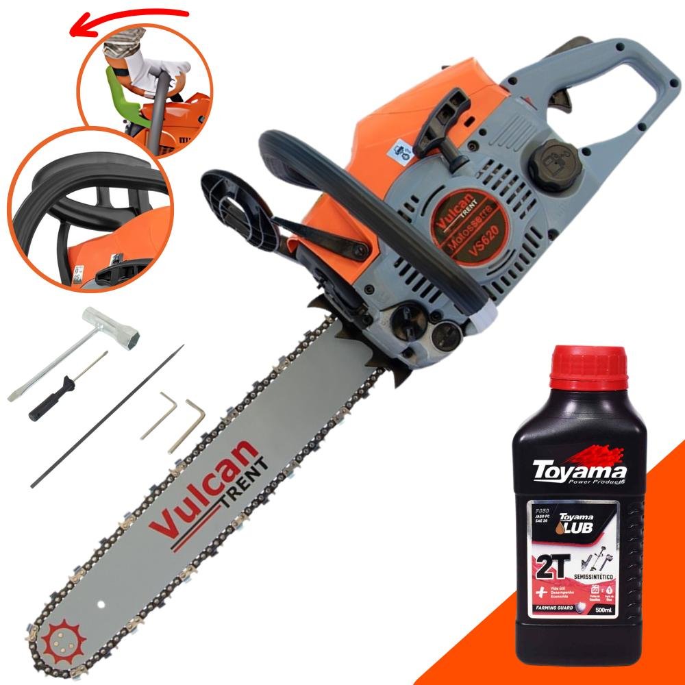 Moto Serra Motosserra Vulcan Vs620 Vs-620 62cc 4hp Robusta e Resistente + Óleo Toyama 2t