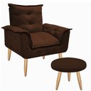 Ver imagem 1 de Kit Poltrona Opala Talita Cadeira Decorativa + Puff Redondo Pés Palito Mercado Dos Móveis:marrom