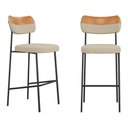 Ver imagem 1 de Kit 02 Banquetas Altas Cozinha Lila Estofada com Encosto Couríssimo Whisky Linho Bege - Desk Design