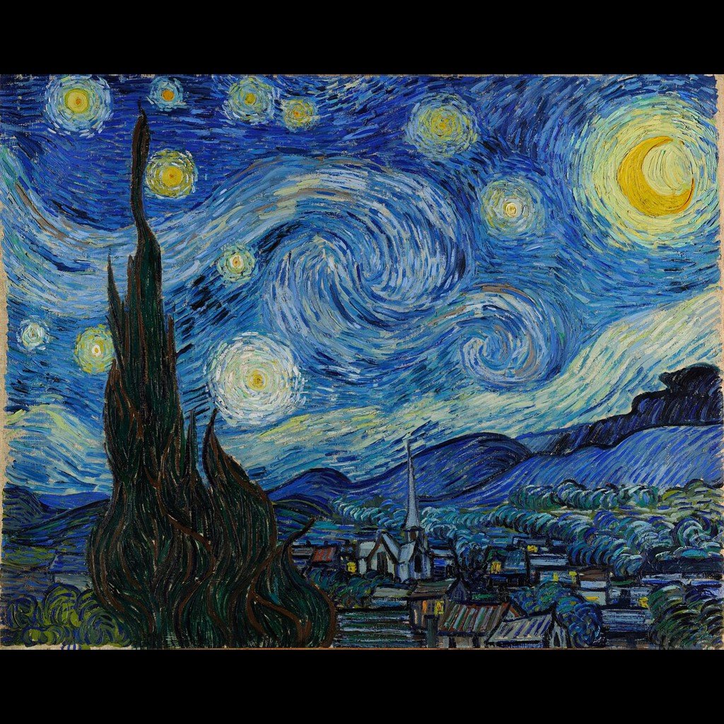 A Noite Estrelada V. Van Gogh Fine Art P. Algodão 30x38cm sem Moldura