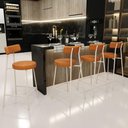 Ver imagem 2 de Kit 06 Banquetas Baixa Cozinha Sala Jantar Bancada Milão Arena L02 Couríssimo Canela - lyam