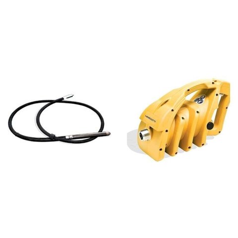 Corpo Vibrador Imersão Alta Rotação 220V com Mangote Ponteira 45mm x 5,0m Menegotti Amarelo/Preto