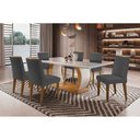 Ver imagem 1 de Conjunto: Mesa Sala Jantar Jade Tampo Madeirado C/ Vidro Reto 180x90 e 6 Cadeiras Jade Capuccino/