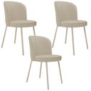 Ver imagem 1 de Kit 03 Cadeiras para Sala de Jantar Cozinha Estofada Gavi Arena L02 Linho Bege Escuro - Lyam Decor