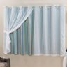 Cortina Blackout PVC Estampada com Voil Listra Azul Corta Luz 2,80M x 1,60M - 1