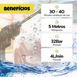 Lavadora Jato Alta Pressão Portátil sem Fio Bateria Mini Vap - 3 Lavadora Jato Alta Pressão Portátil sem Fio Bateria Mini Vap - 3