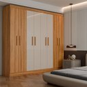 Ver imagem 1 de Guarda-roupa Casal Artemis 8 Portas 2 Gavetas Cinamomo/off White - Panorama Móveis