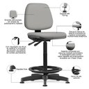 Ver imagem 3 de Cadeira Caixa Alta Giratória Estofada Work F02 Crepe Cinza - Lyam Decor