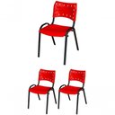Ver imagem 1 de Cadeira Iso Base Preto Igreja, Escola, Escritório - Vermelho - Kit 3 Peças