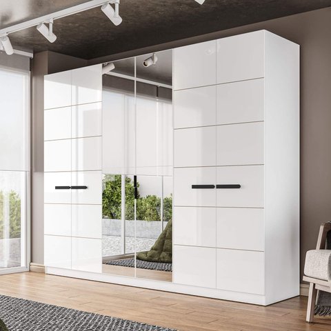 Guarda Roupa Casal 242,1cm 6 Portas com Espelho 240855 Lisboa Politorno Móveis