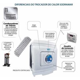 Trocador de Calor Aquecedor para Piscina Sodramar Yes Sd 40 + Quadro de Comando Digital - 4