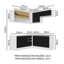 Ver imagem 4 de Armário de Cozinha Completa de Canto 349cm Branco Preto Glamy Madesa 02
