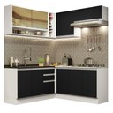 Ver imagem 3 de Armário de Cozinha Completa de Canto 349cm Branco Preto Glamy Madesa 02