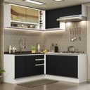 Ver imagem 1 de Armário de Cozinha Completa de Canto 349cm Branco Preto Glamy Madesa 02