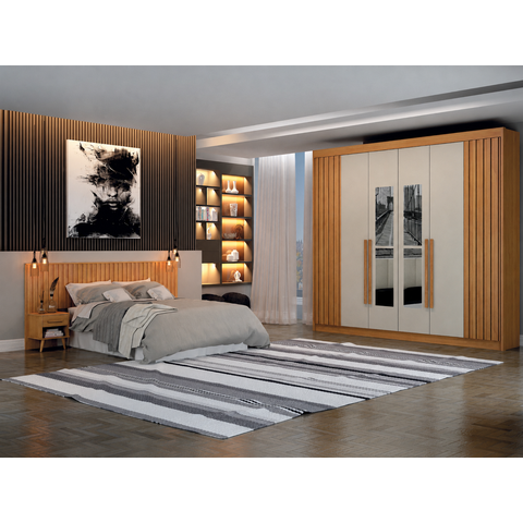 Dormitorio Casal Ripado 2PÇS 6 Portas Verona - Arbo Design