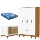 Ver imagem 1 de Guarda Roupa Infantil 4 Portas com Berço Americano Flip Branco Acetinado Savana com Colchão Ortobom