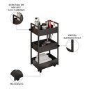 Ver imagem 4 de Carrinho Auxiliar para Salão de Beleza Industrial Liss M24 Preto/preto - Mpozenato