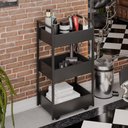 Ver imagem 3 de Carrinho Auxiliar para Salão de Beleza Industrial Liss M24 Preto/preto - Mpozenato