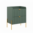 Ver imagem 5 de Mesa de Cabeceira Moriah 45cm Fendi com 2 Gavetas MDF Industrial Pés e Puxadores em Ferro Dourado