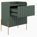 Ver imagem 4 de Mesa de Cabeceira Moriah 45cm Fendi com 2 Gavetas MDF Industrial Pés e Puxadores em Ferro Dourado