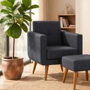 Ver imagem 2 de Kit Poltrona Decorativa com Puff Pequim Veludo Matrix Cor:veludo Cinza