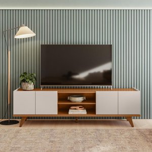 Rack Brazos para Tv até "75 4 Portas - Colibri - Off White Matte / Frejo