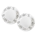 Ver imagem 1 de Jogo 2 Prato Raso de Vidro Branco Flores Cinza Flowers Grey 26cm em Casa Tem