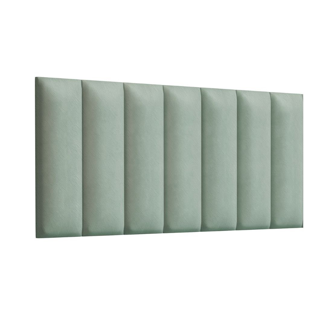 Cabeceira de Cama Casal 140x60cm Verde Menta Kit com 7 Módulos Estofados Auto Adesivo