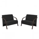 Ver imagem 1 de Kit 2 Poltronas 2 Lugares Vênus Suede Braço Madeira