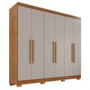 Ver imagem 2 de Guarda Roupa Casal 6 Portas 2 Gavetas com Cabideiro e Prateleiras 180x205x47cm Off White/Cinamomo